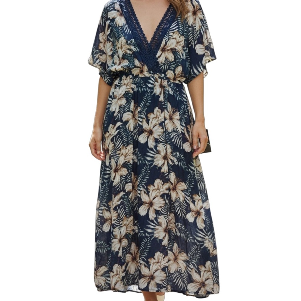 Ava Rose Size 3XL Floral V-Neck Maxi Dress